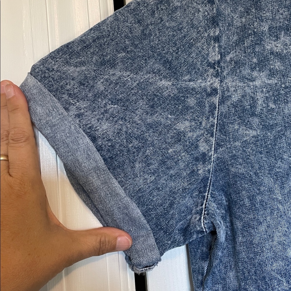 Women’s XL short-cuffed sleeve, button-down, tiered denim midi dress acid washed - Picture 10 of 10